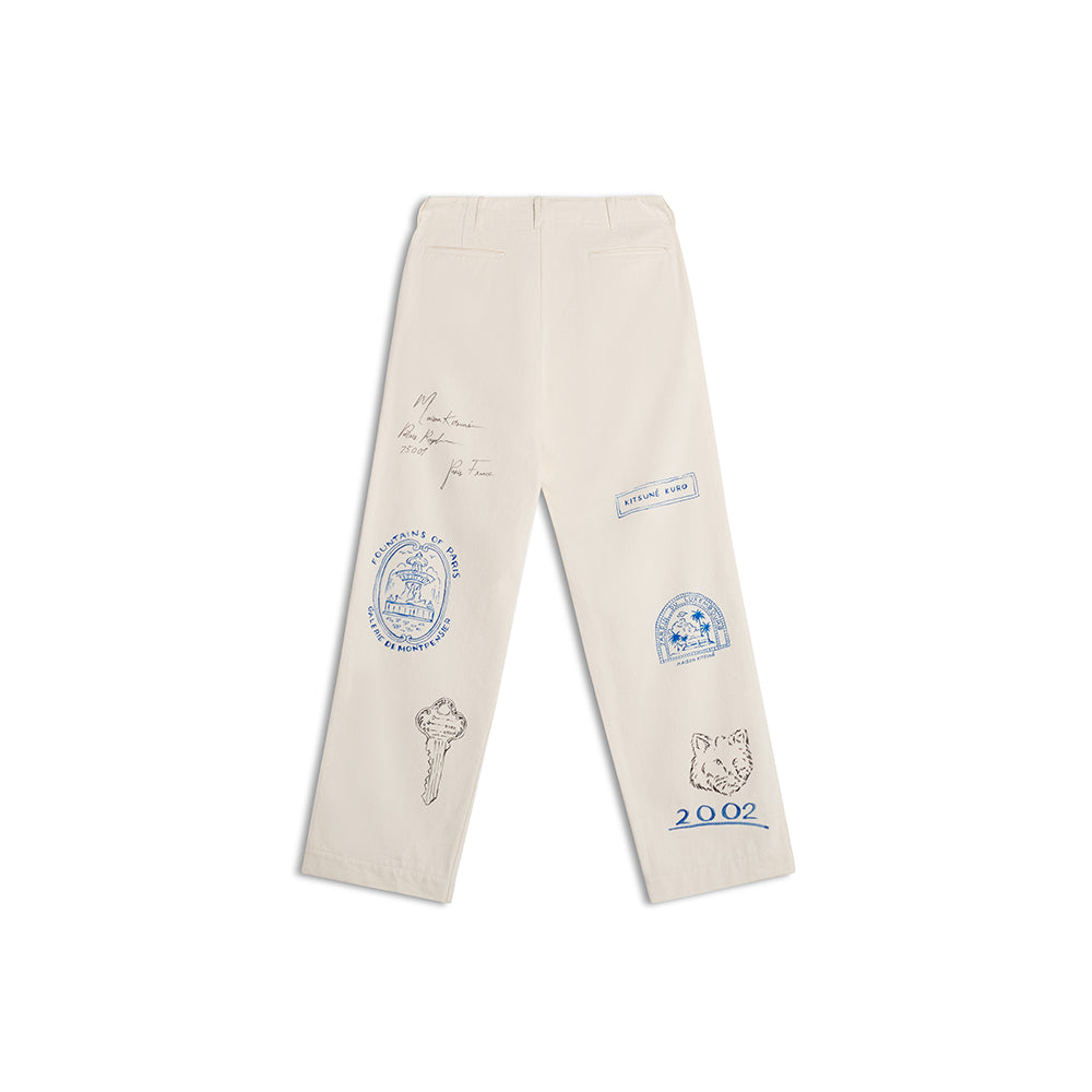 Kuro x Maison Kitsuné Handwritten Postcard Trouser - Ecru