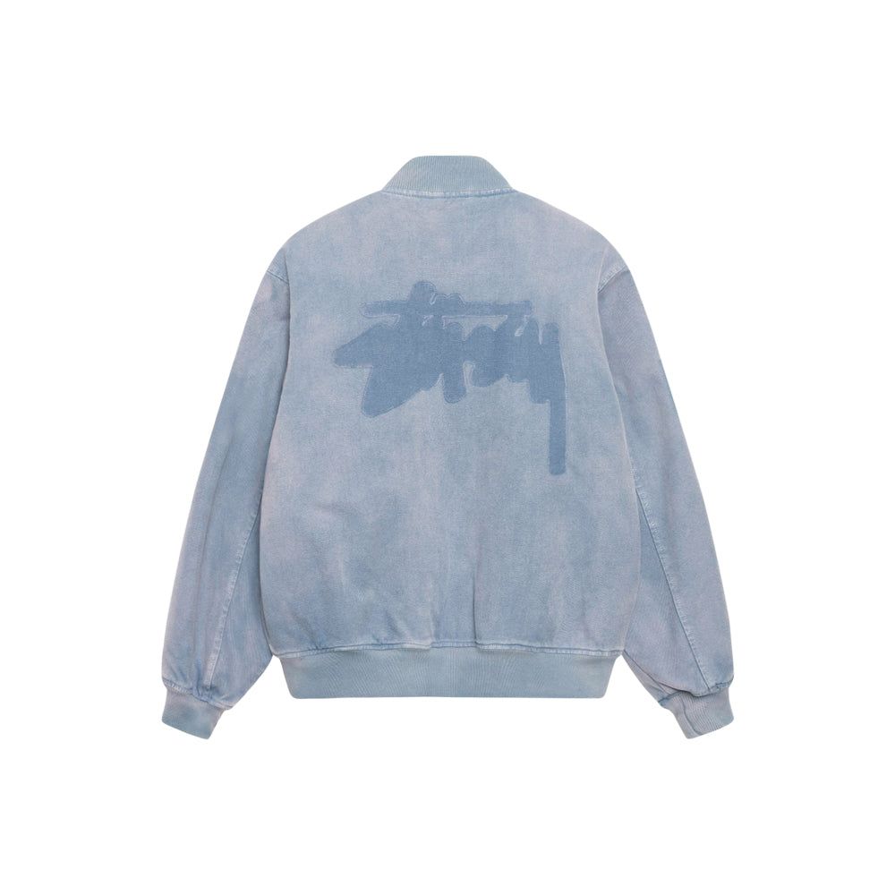 Ghost Logo Canvas Varsity Jacket (Blue)