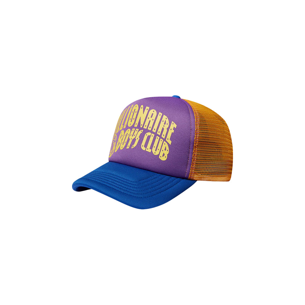 Contrast Arch Logo Mesh Trucker Cap - Purple/Blue