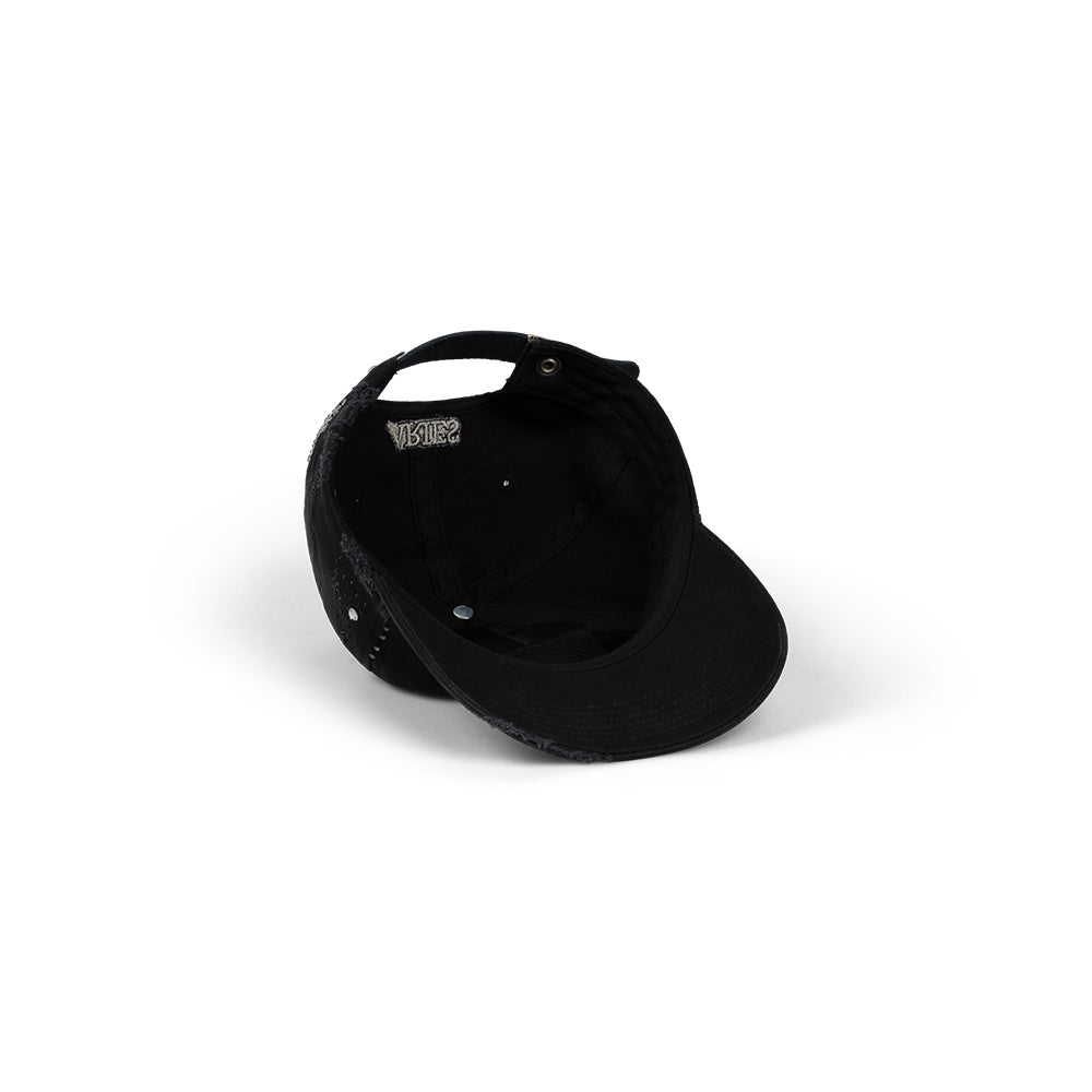 Distressed Diamante Cap - Black