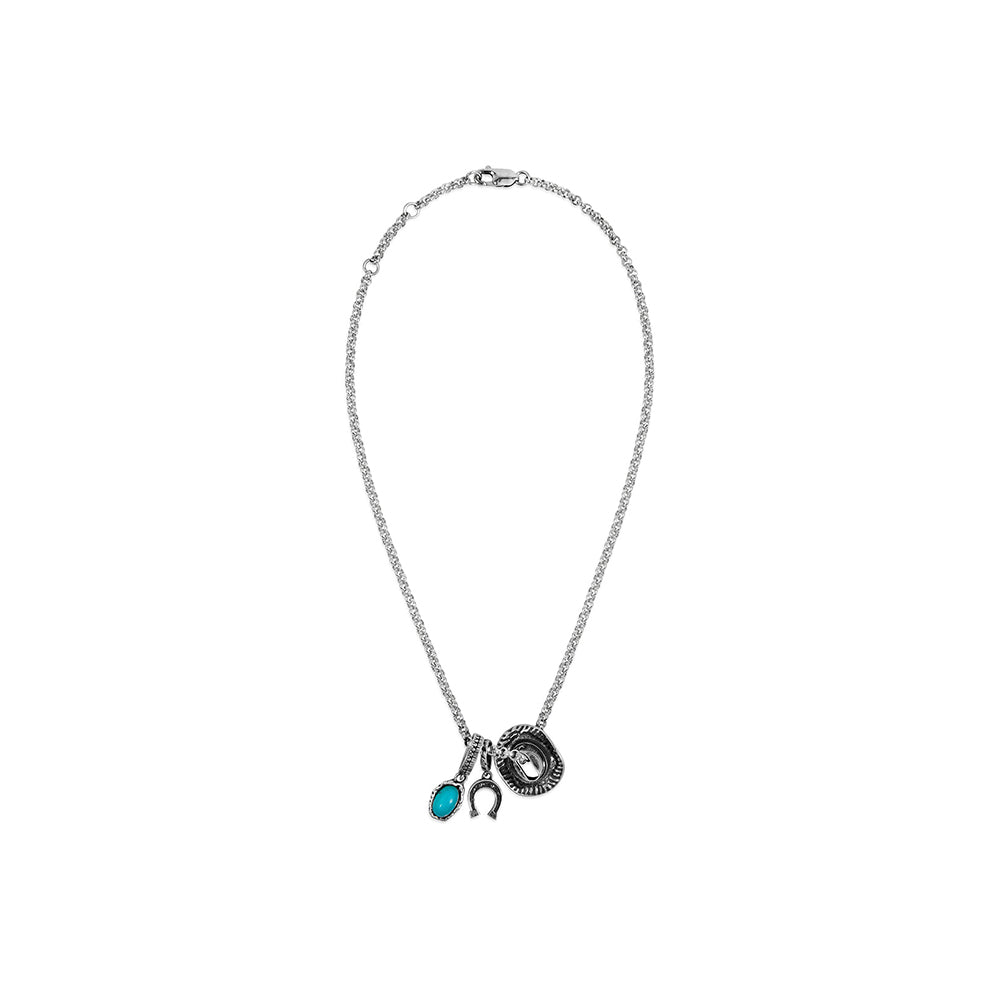 Hat Stone Necklace - Silver