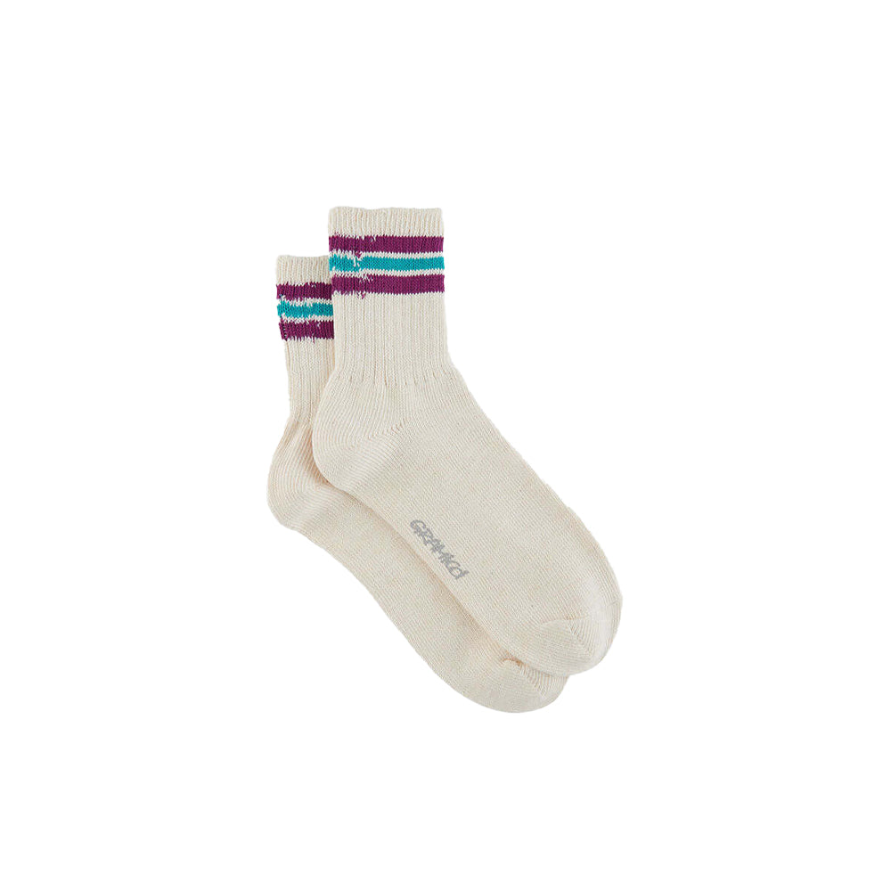 Hemp Blend Stripe Socks - Aubergine