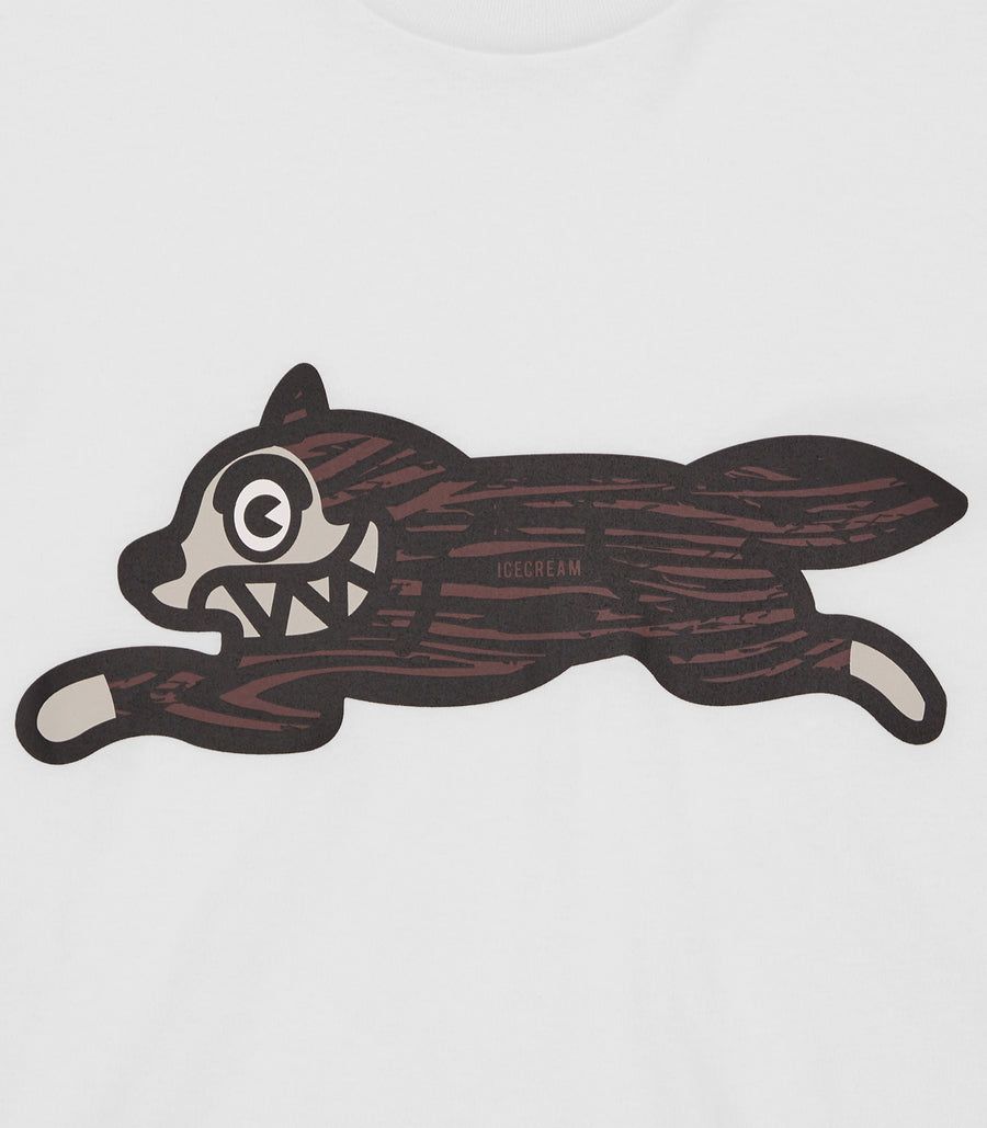 Woodgrain Running Dog T-Shirt (White)