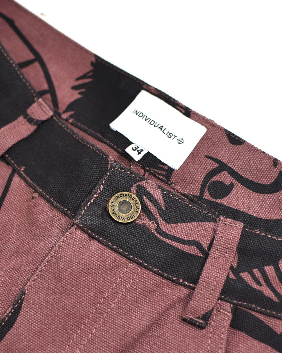 Kintaro Print Carpenter Pant (Merlot)