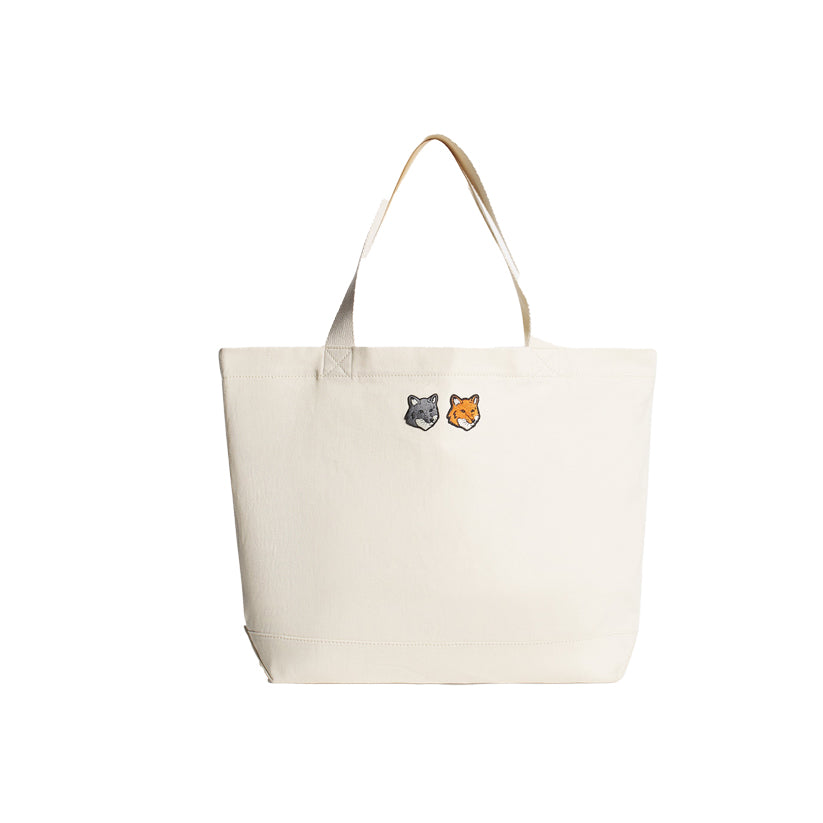 Double Fox Head Patch Tote Bag - Ecru