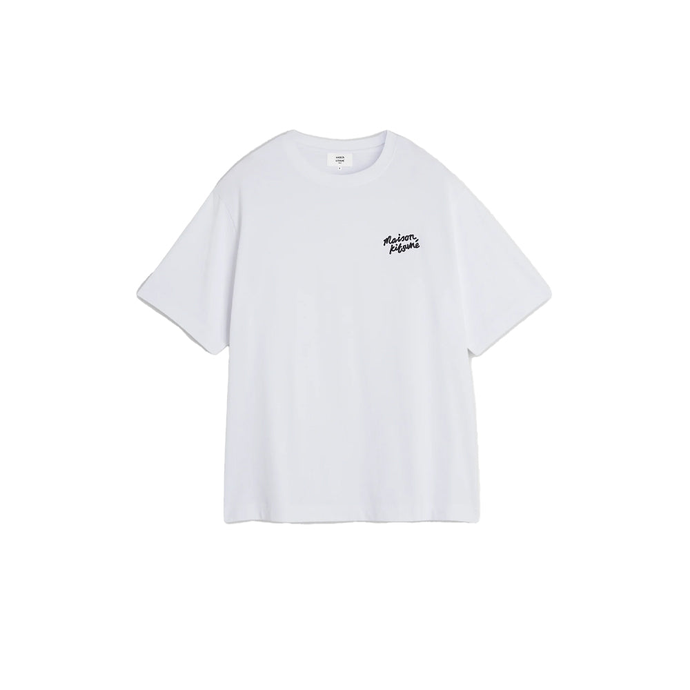 Handwriting Embroidery Oversize Tee (White/Black)