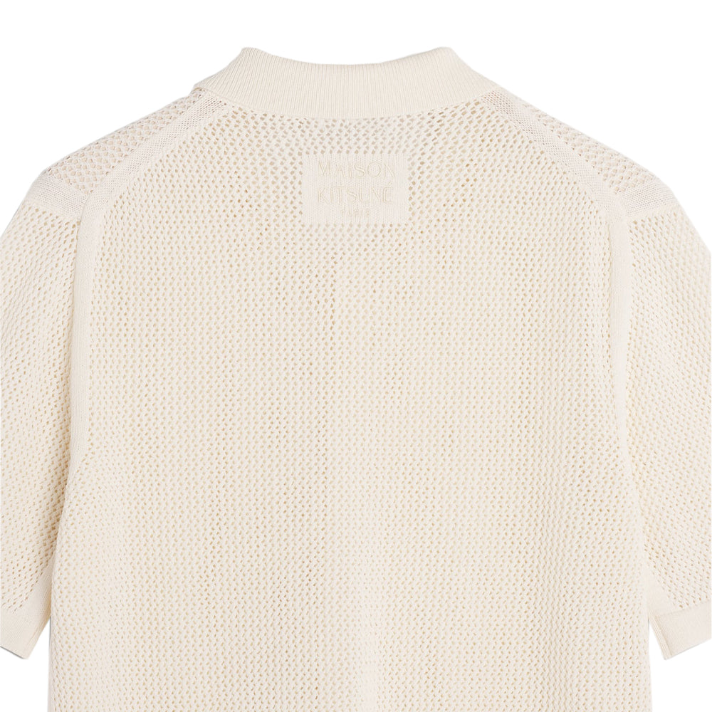 Open Knit Short Sleeve Cardigan - Pure Ecru