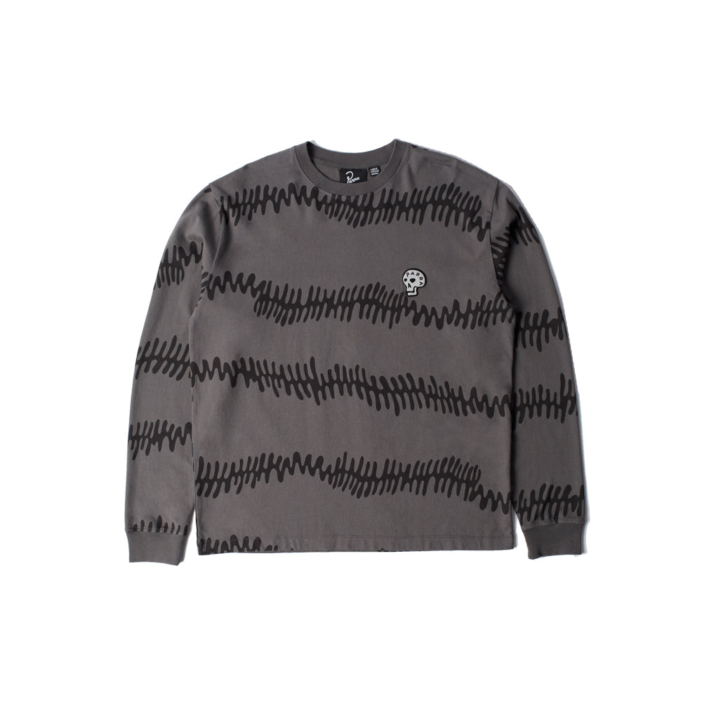 Stitched Skull Long Sleeve T-Shirt (Washed Brown)
