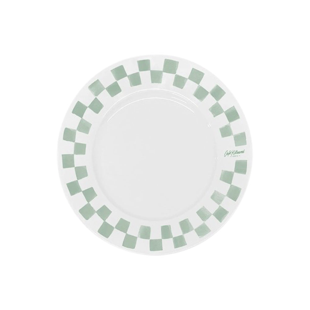 Checkerboard Porcelain Desert Plate - White/Matcha