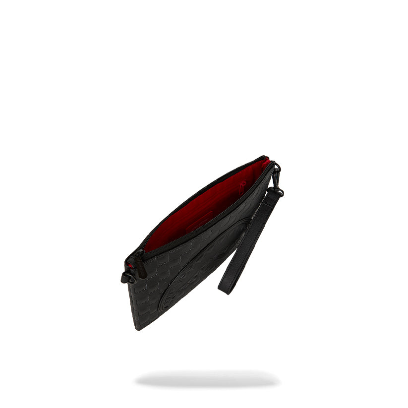 Raised Check Crossover Clutch - Black