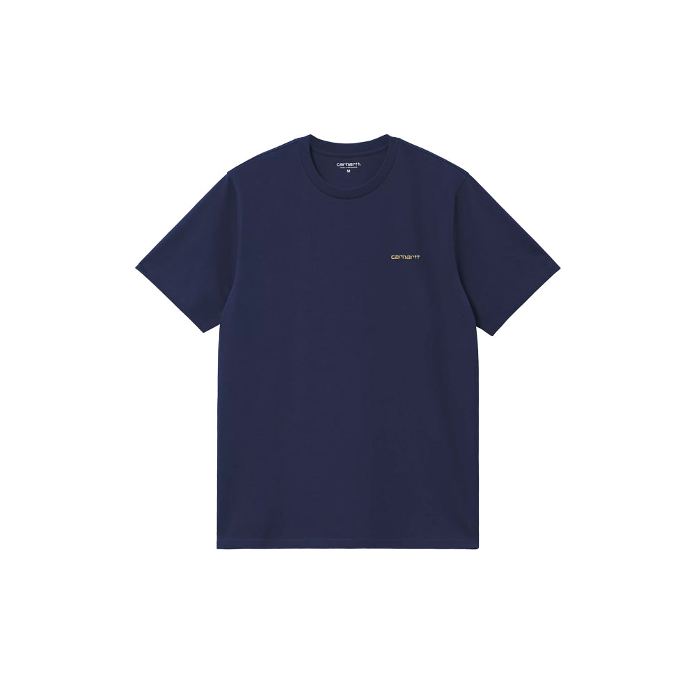 S/S Script Embroidery T-Shirt (Ink/Air Yellow)