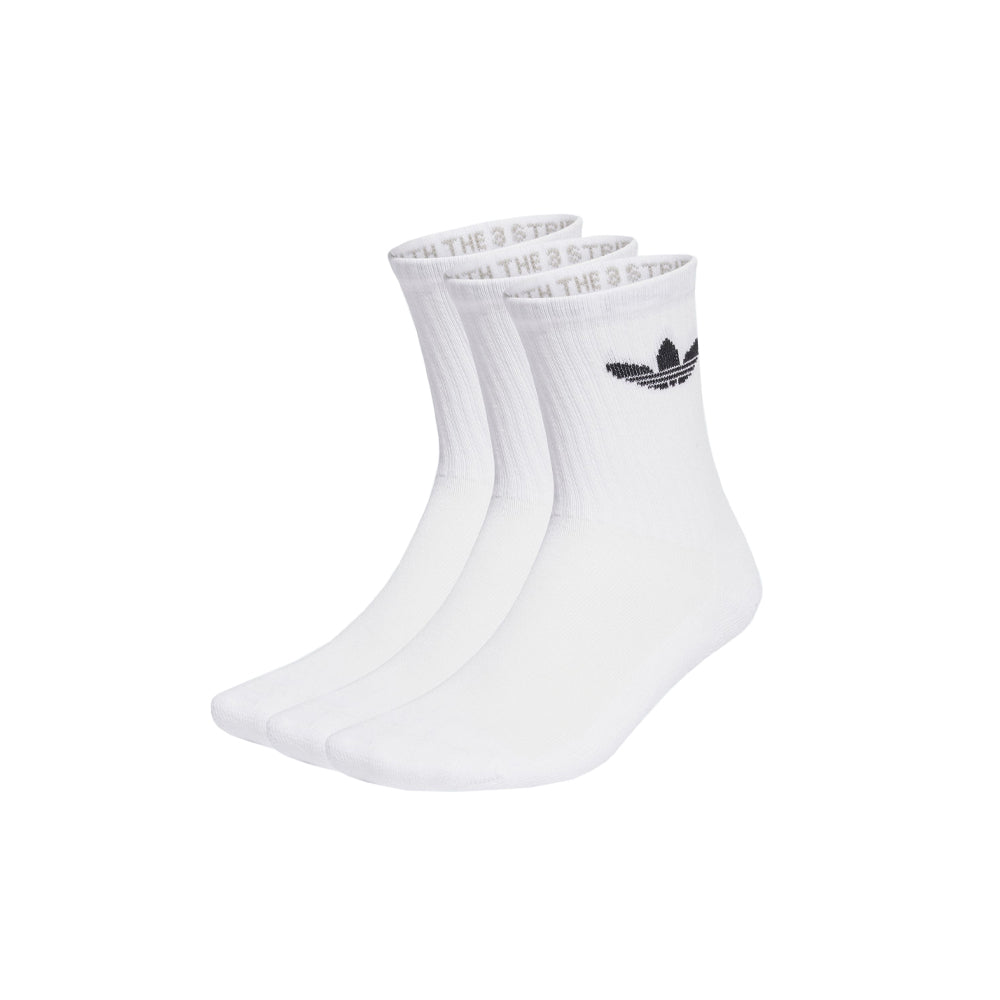 Trefoil Cushion Crew Socks 3Pack - White