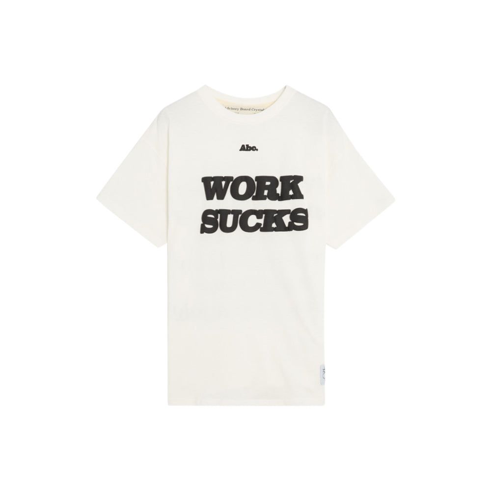 اي بي سي. تي شيرت Work Sucks (أبيض)