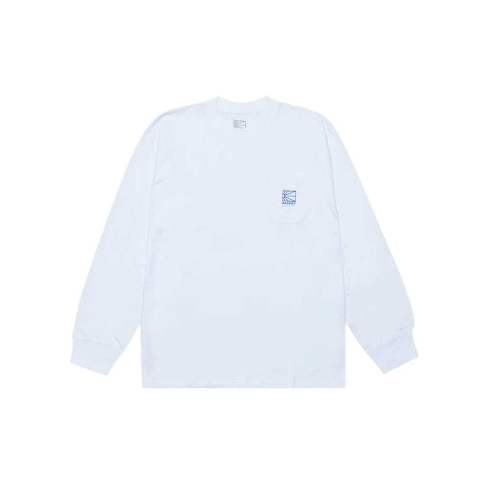 Pocket Tag Long Sleeve Tee Shirt (White)