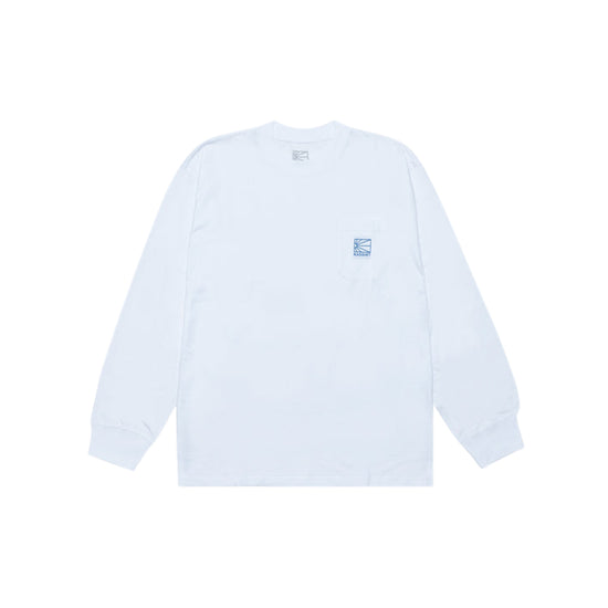 Pocket Tag Long Sleeve Tee Shirt (White)