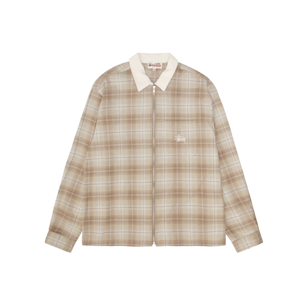 Frank Plaid Zip Shirt (tan)