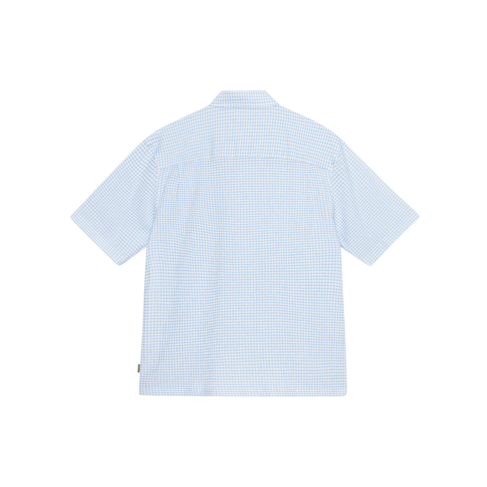 Flat Bottom Crinkled Shirt (Blue Check)