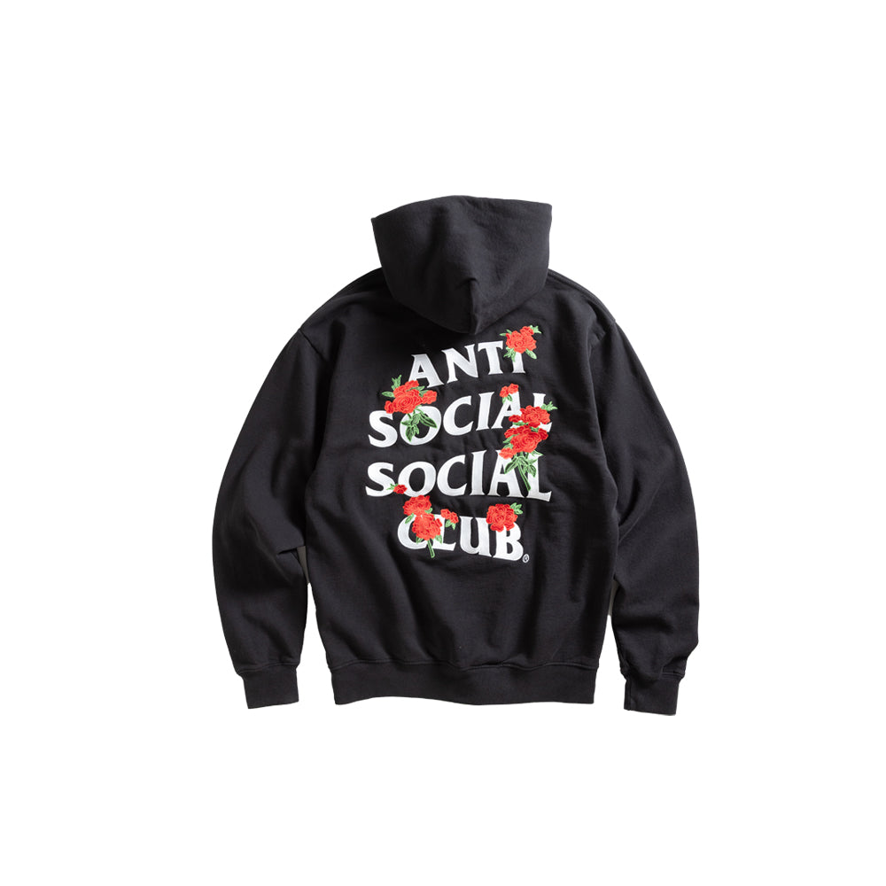 Embroidered Rose Kkotch Hoodie - Black