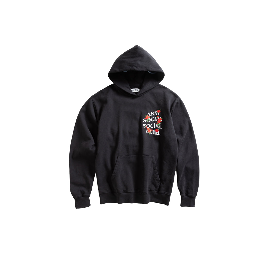 Embroidered Rose Kkotch Hoodie - Black