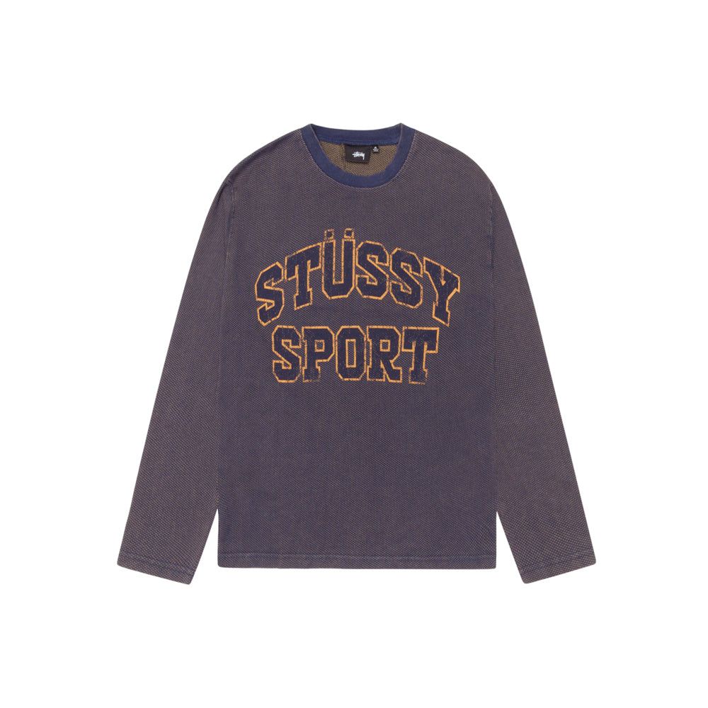 2Tone Cotton Mesh LS Crew (Navy)