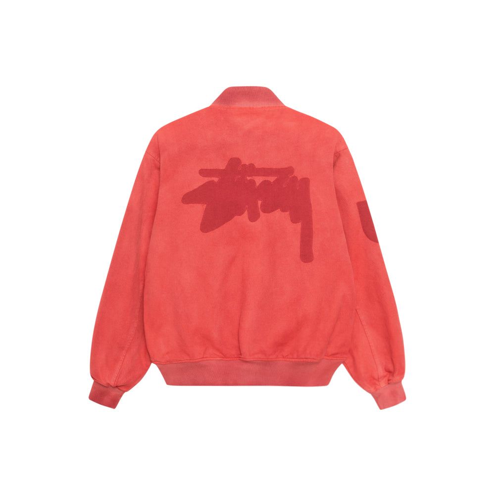 Ghost Logo Canvas Varsity Jacket (Red)