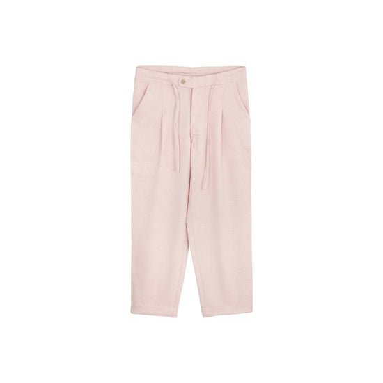 Pleated Baggy Linen Trousers (Cherry Blossom)