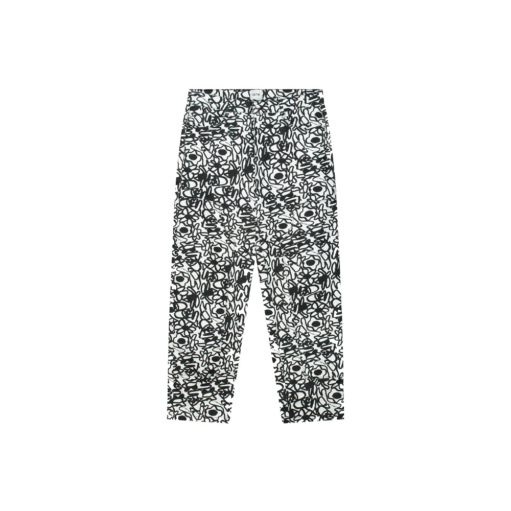 Allover Flowers Pants (Black/White)