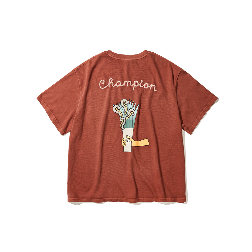 Angelo Baque x Champion Crewneck T-Shirt (Vintage Dye Chestnut)