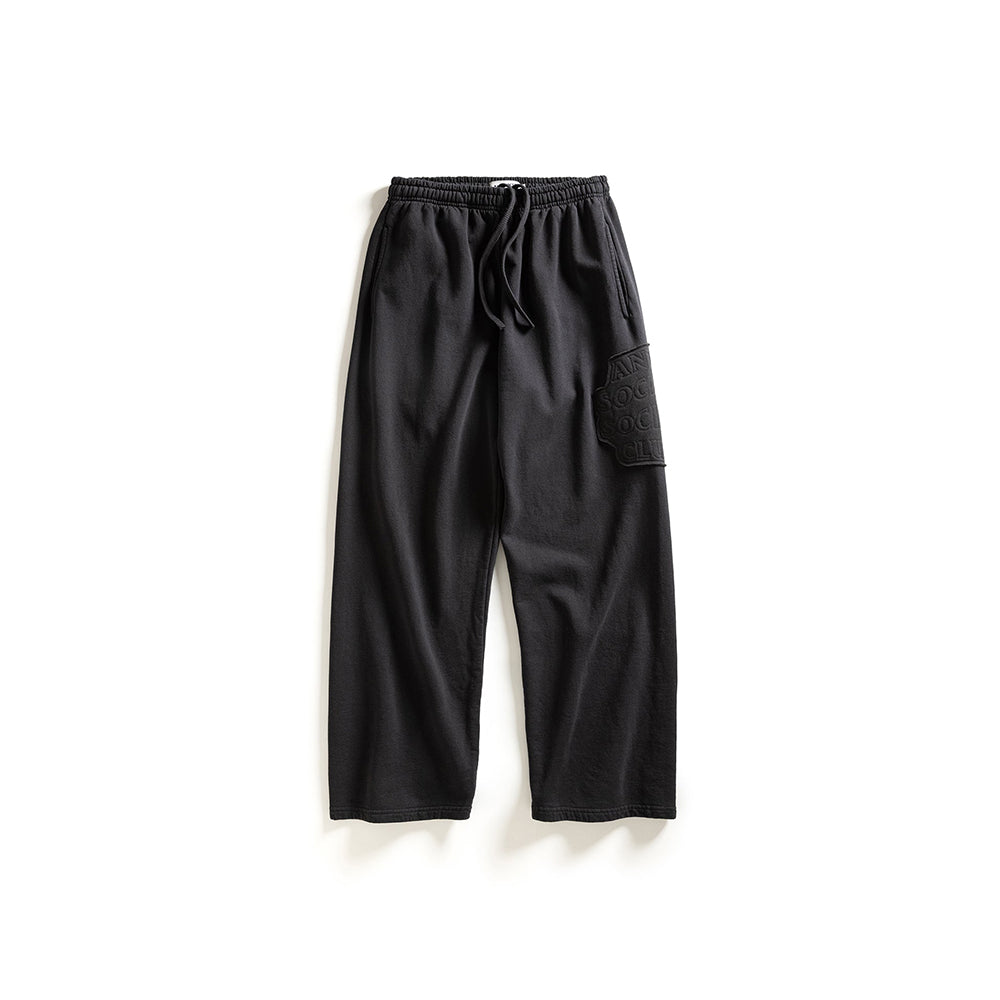 Abstract Applique Mind Games Sweats Open Hem - Black