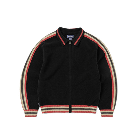 Striped Zip Cardigan (Black)