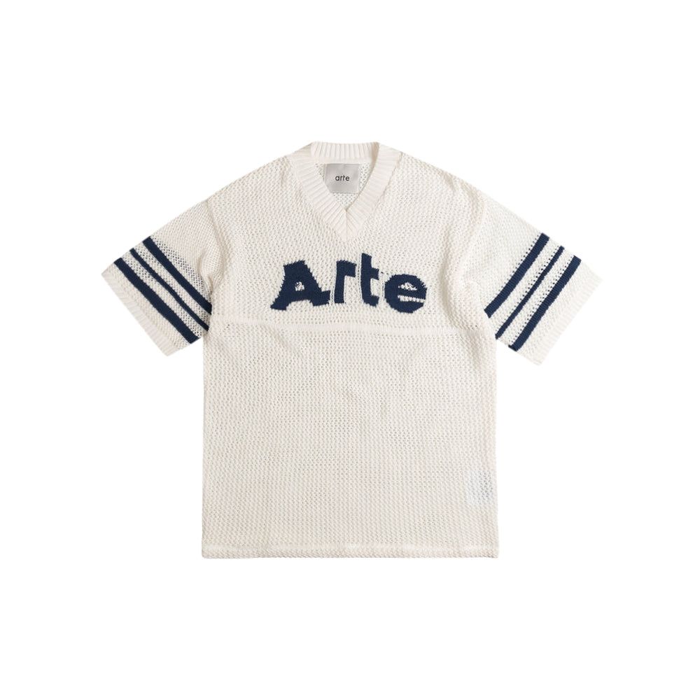 قميص شان المخطط بالحياكة (أبيض)