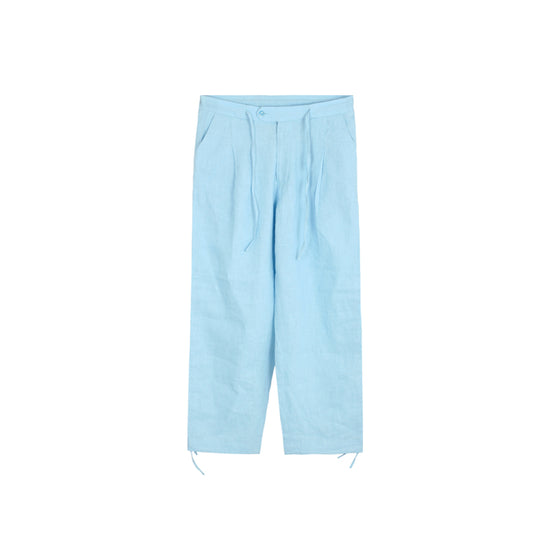 Pleated Baggy Linen Trousers (Arctic)