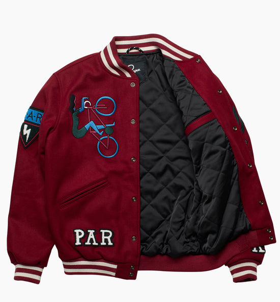 run sit & bike varsity jacket (dark red)