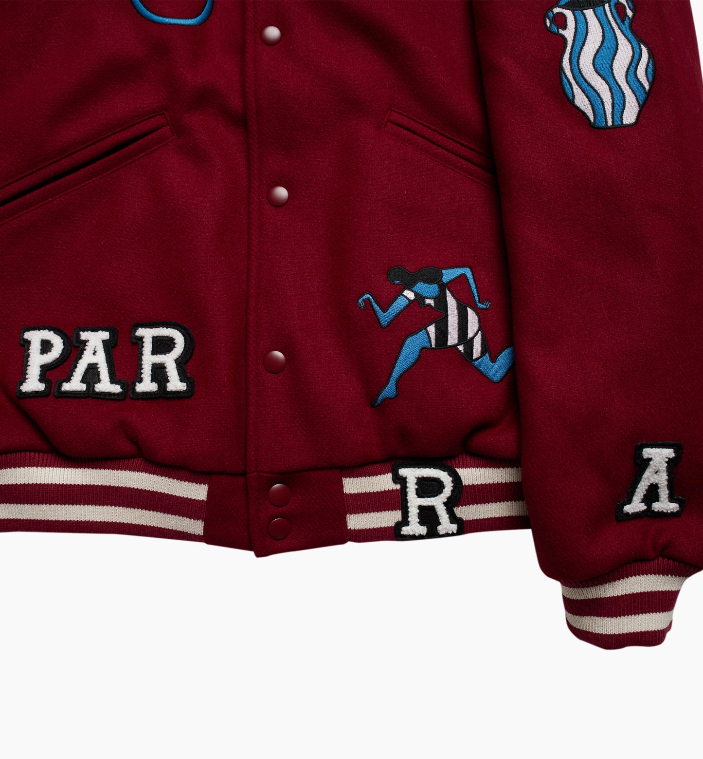 run sit & bike varsity jacket (dark red)