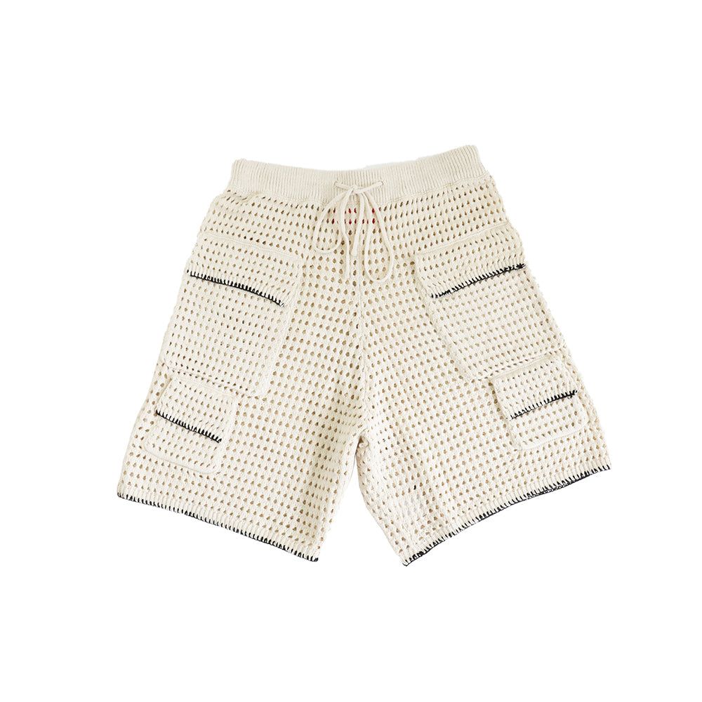 Crochet Cargo Basketball Shorts (Off White)