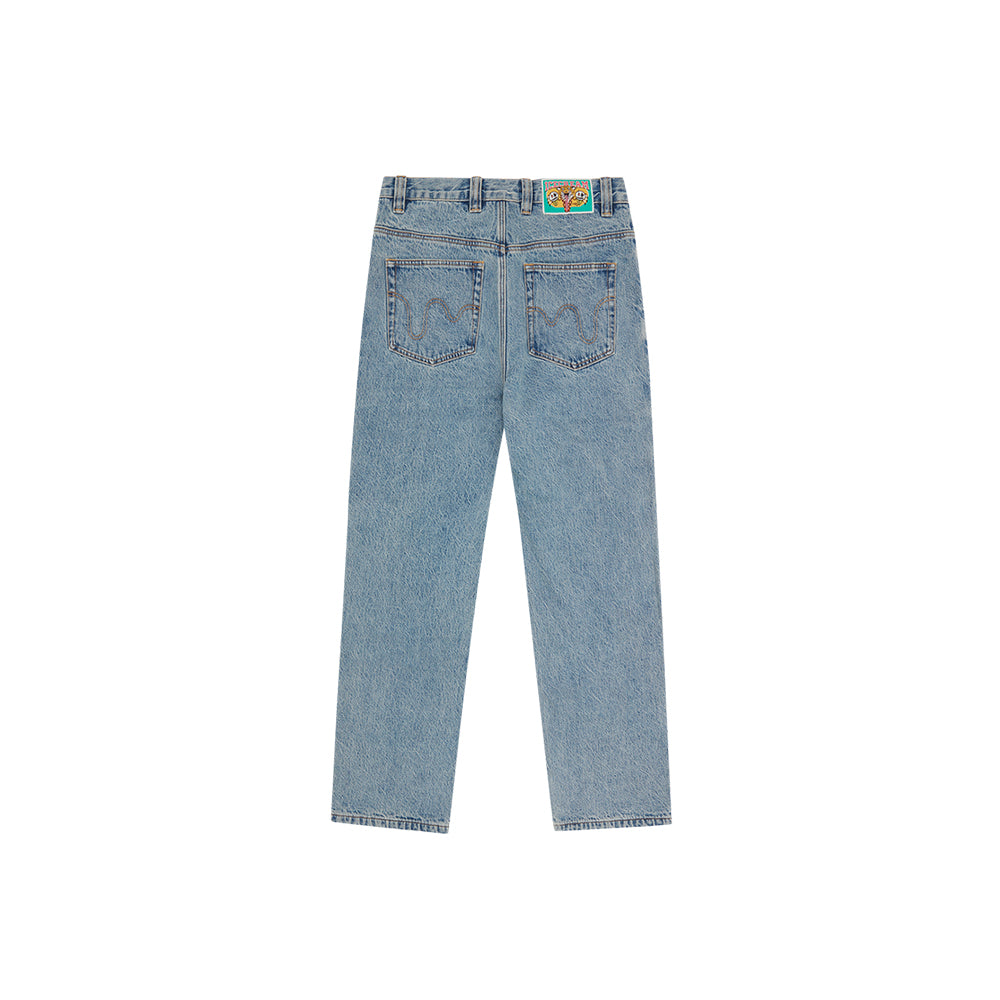 Check Lined Denim Pant (Vintage Wash Blue)