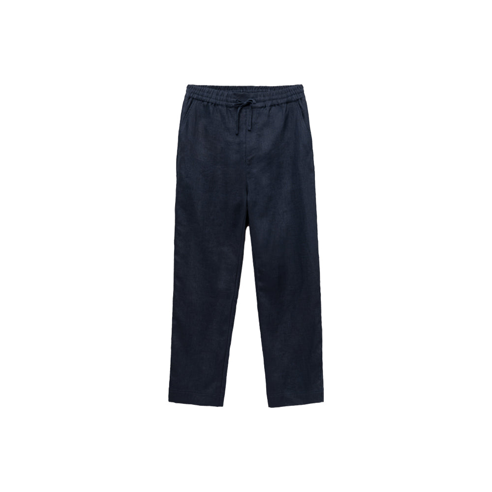 Avila Linen Drawstring Trouser - Navy