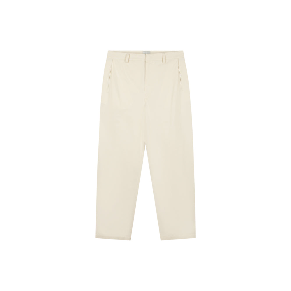 Pleaded Cotton Pants - Cream