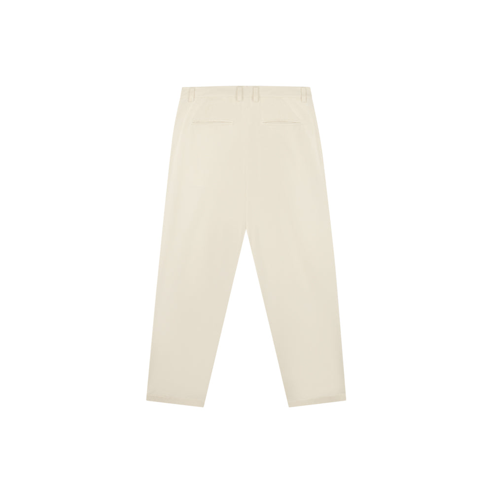 Pleaded Cotton Pants - Cream