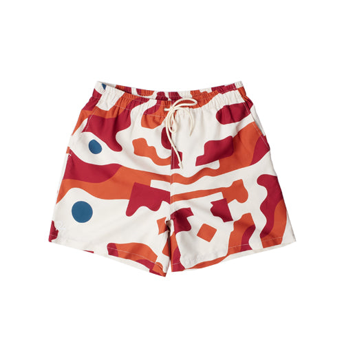 Abstract Mountain Swim Shorts - Red