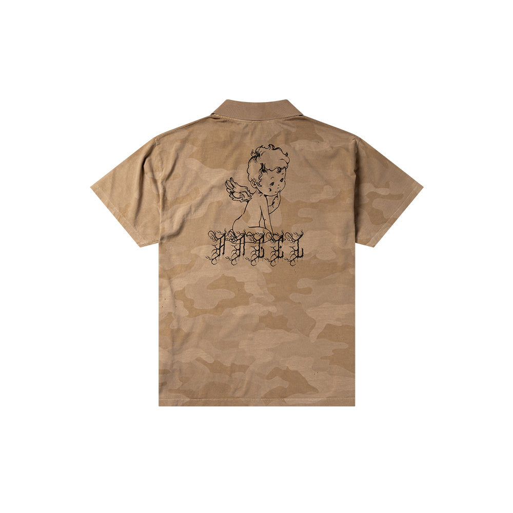 Aged Angel Camo SS Polo Shirt - Desert