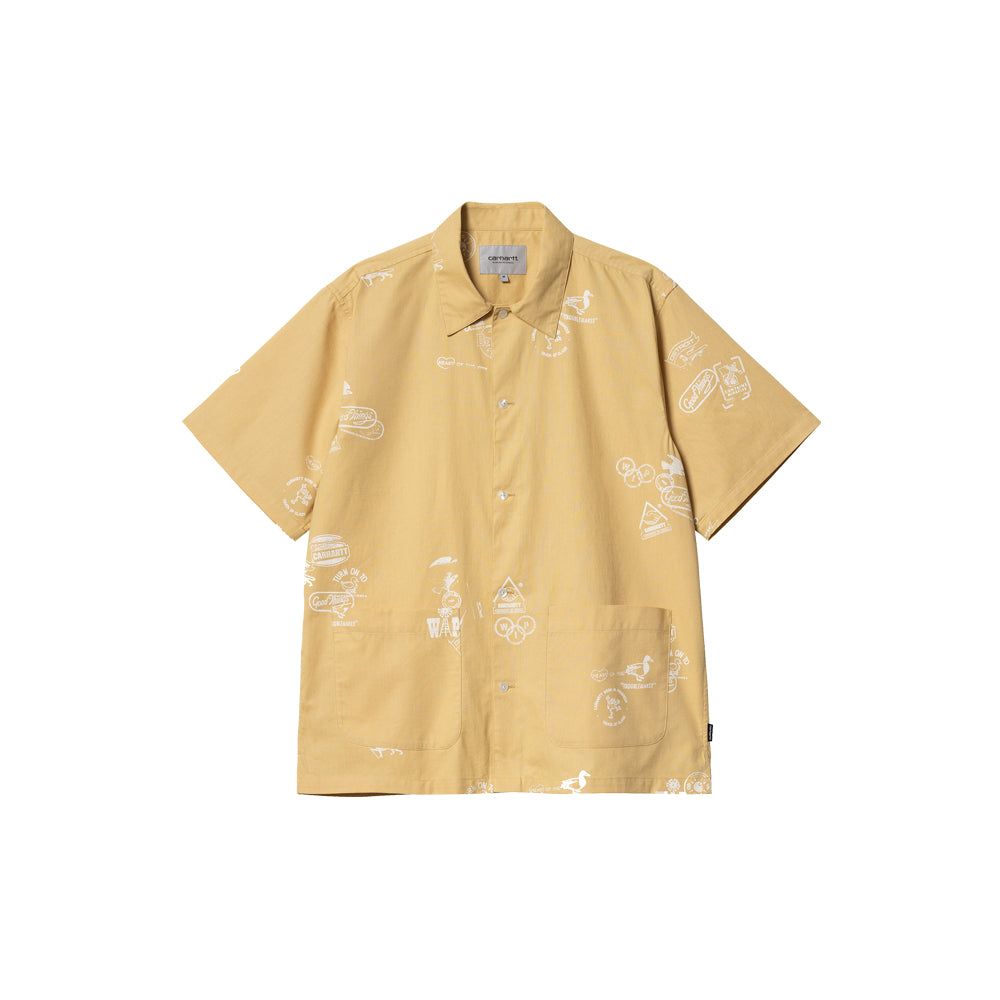 S/S Stamp Shirt (Stamp Print/Bourbon)