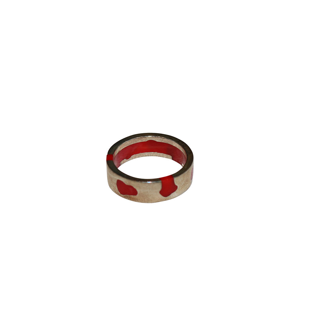 Silver Classic Band Ring (Red)