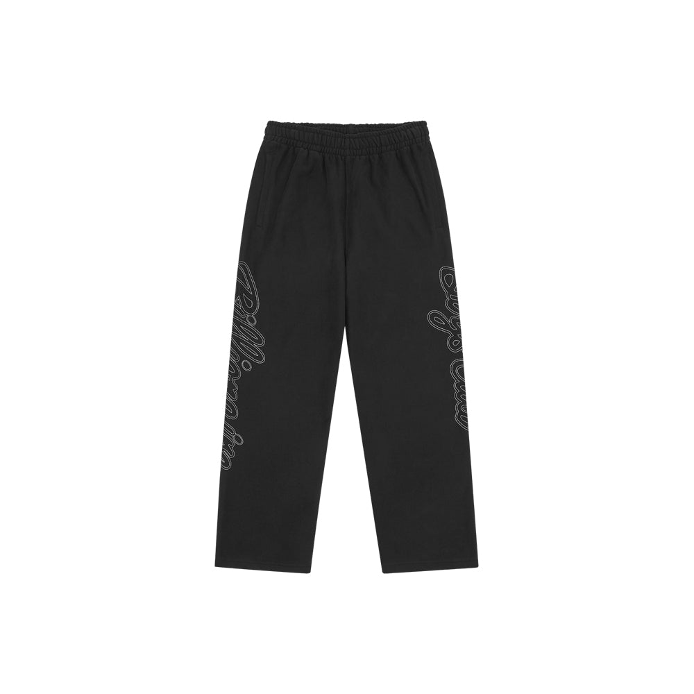 Script Logo Chainstitch Wide Leg Sweatpants (Black)