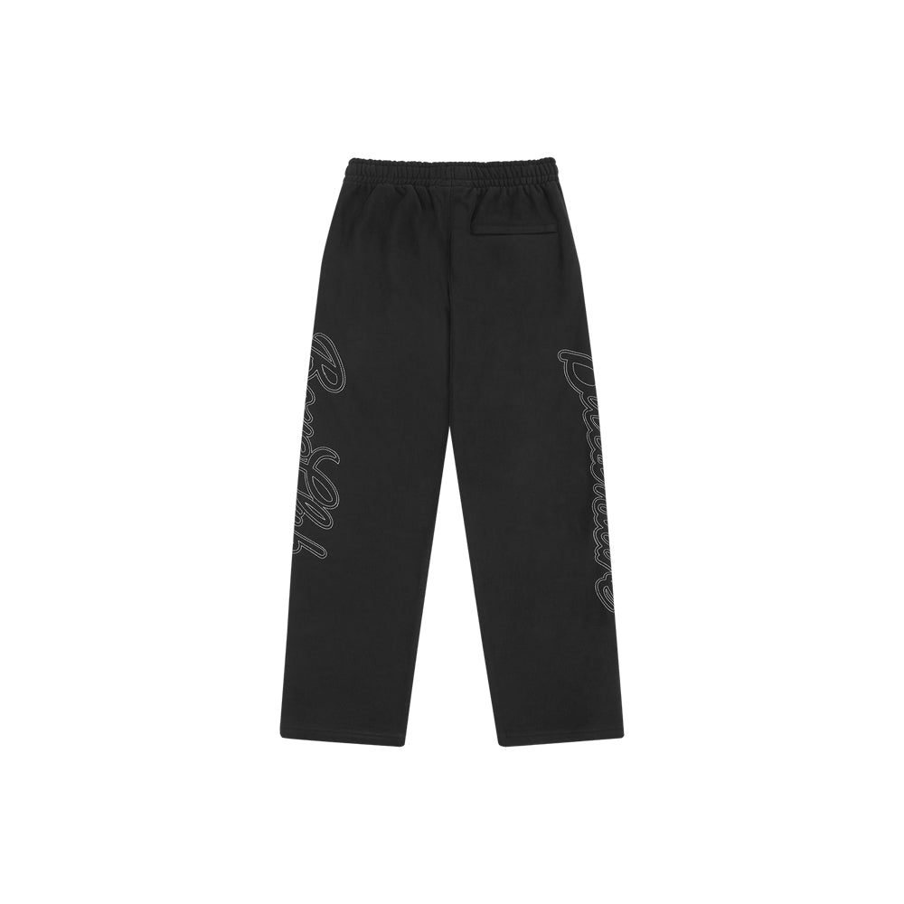 Script Logo Chainstitch Wide Leg Sweatpants (Black)