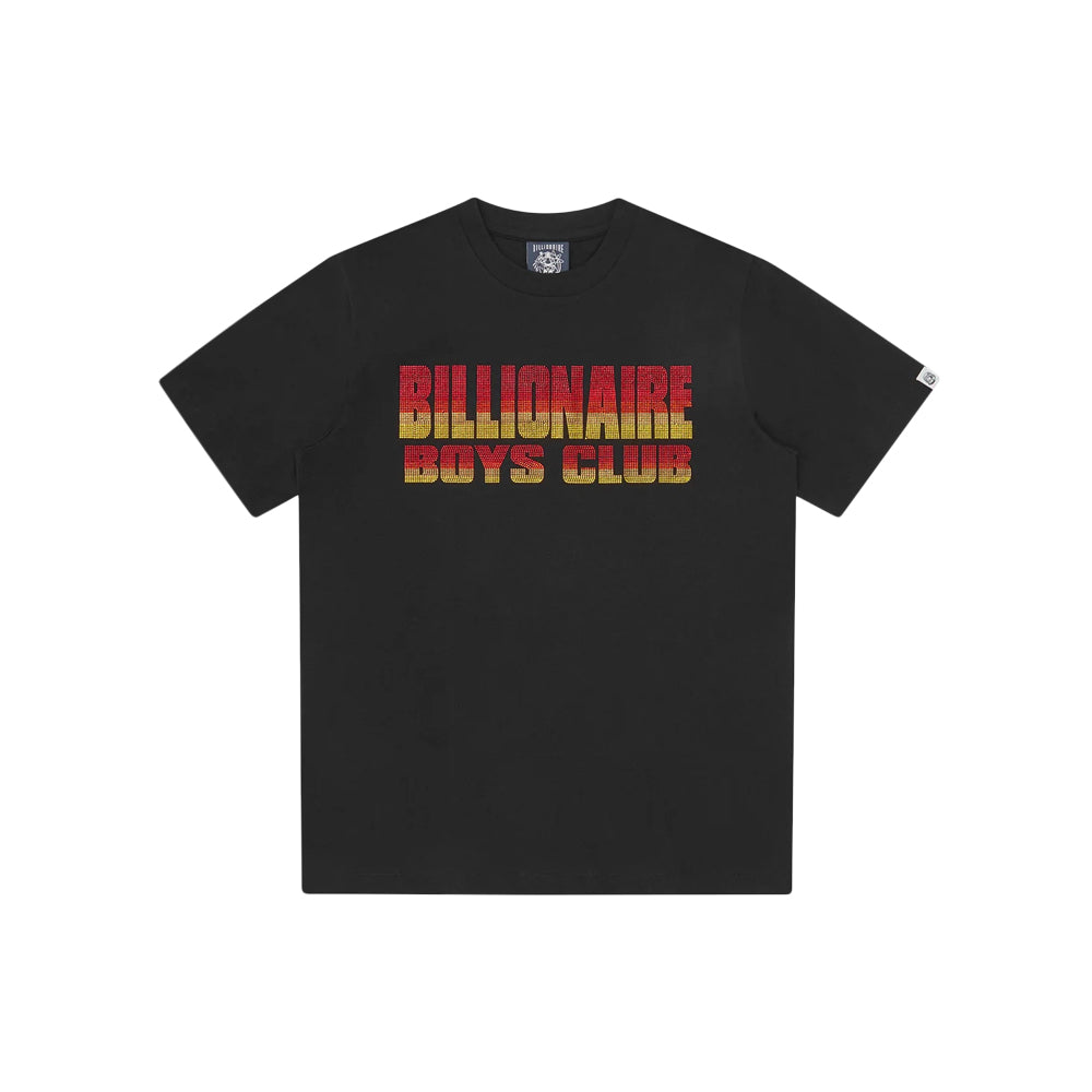 Straight Logo Gradient Diamonte T-Shirt - Black