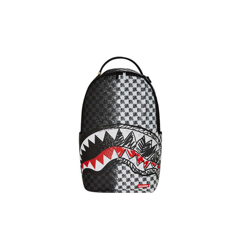 Grey Check Scribble Split Dlx Backpack - Black/White