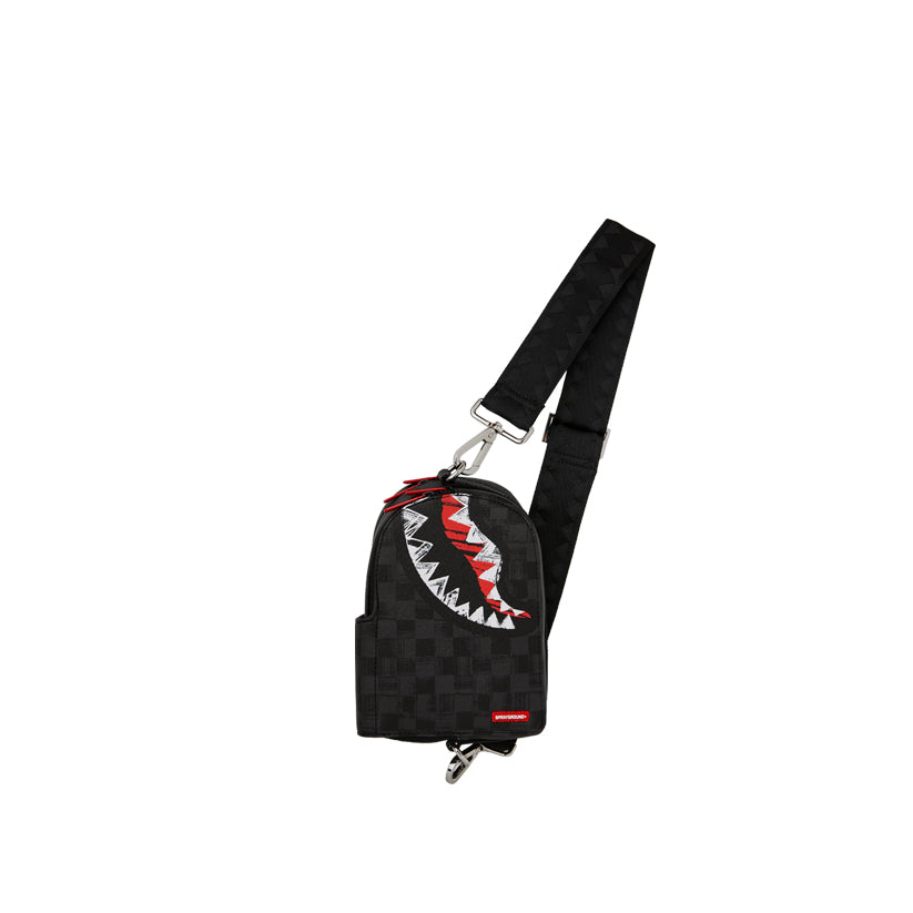 Scribble Shark Backpack Sling - Black
