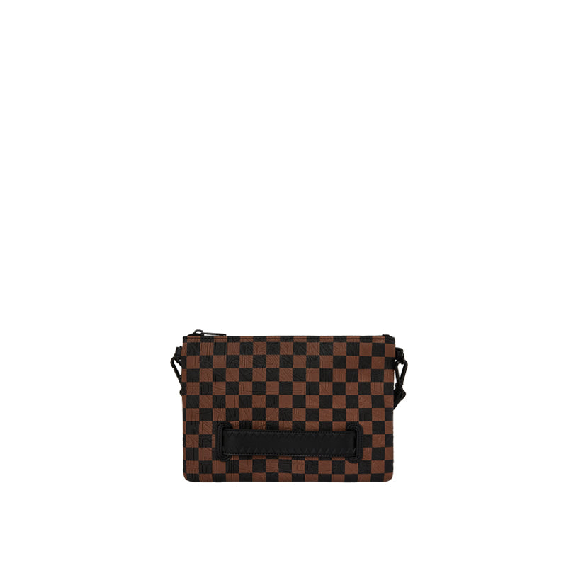 Check 2 Emboss Crossover Clutch - Brown