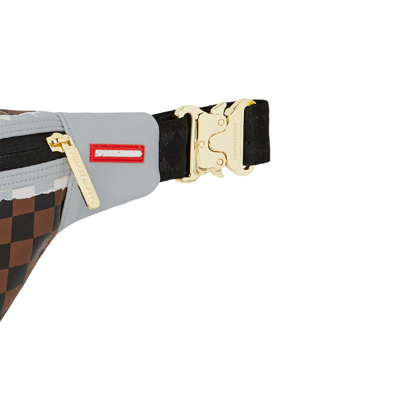 Cream And Brown Tear Check Savvy Crossbody - Brown